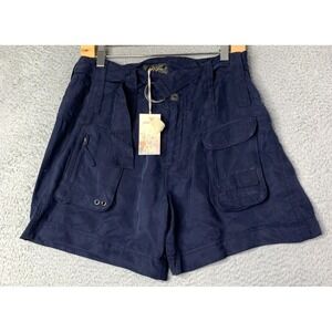 New Johnny Was Shorts Womens Size Small BIYA Belted Cargo Shorts Navy Blue NWT